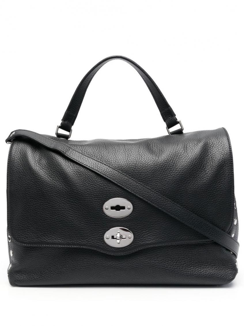 Zanellato Medium Postina Leather Shoulder Bag In Black