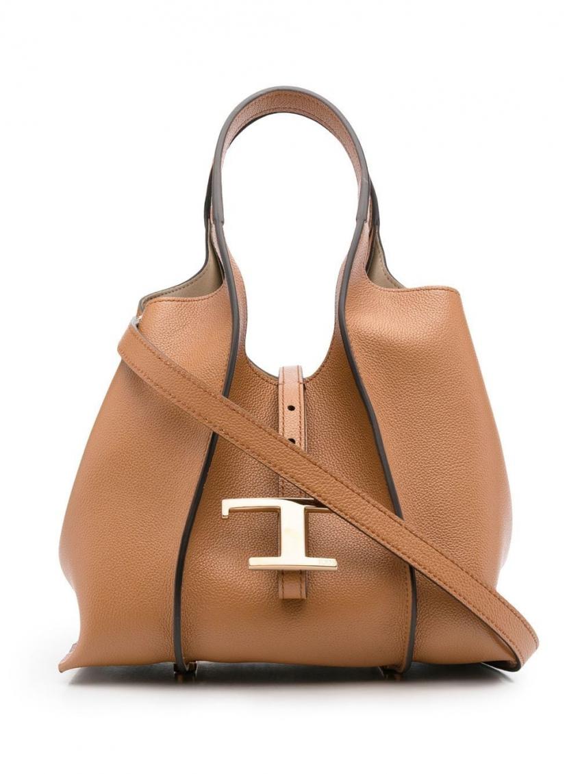 Tod's T Timeless Micro Leather Tote Bag In Brown