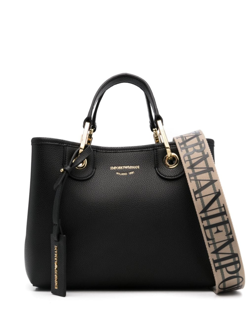 Emporio Armani Myea Black Shopper Bag With Pouch In Black