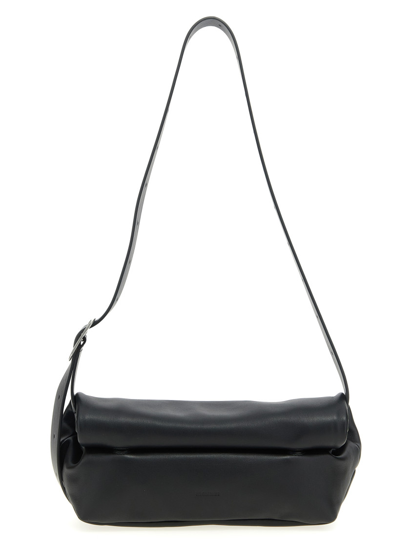 Jil Sander Black Rollup Small Square Belt Bag In Black