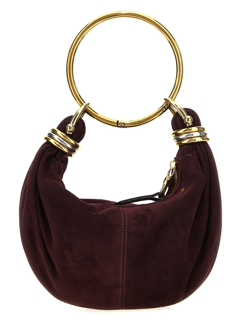 Chloé Womens Deep Violine Bracelet Hobo Mini Suede Top-handle-bag In Maroon