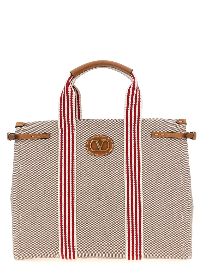 Valentino Antibes Striped Top Handles Tote Bag In Multi
