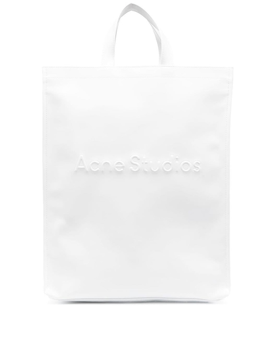 Acne Studios Cotton Blend Tote With Adjustable Strap In White