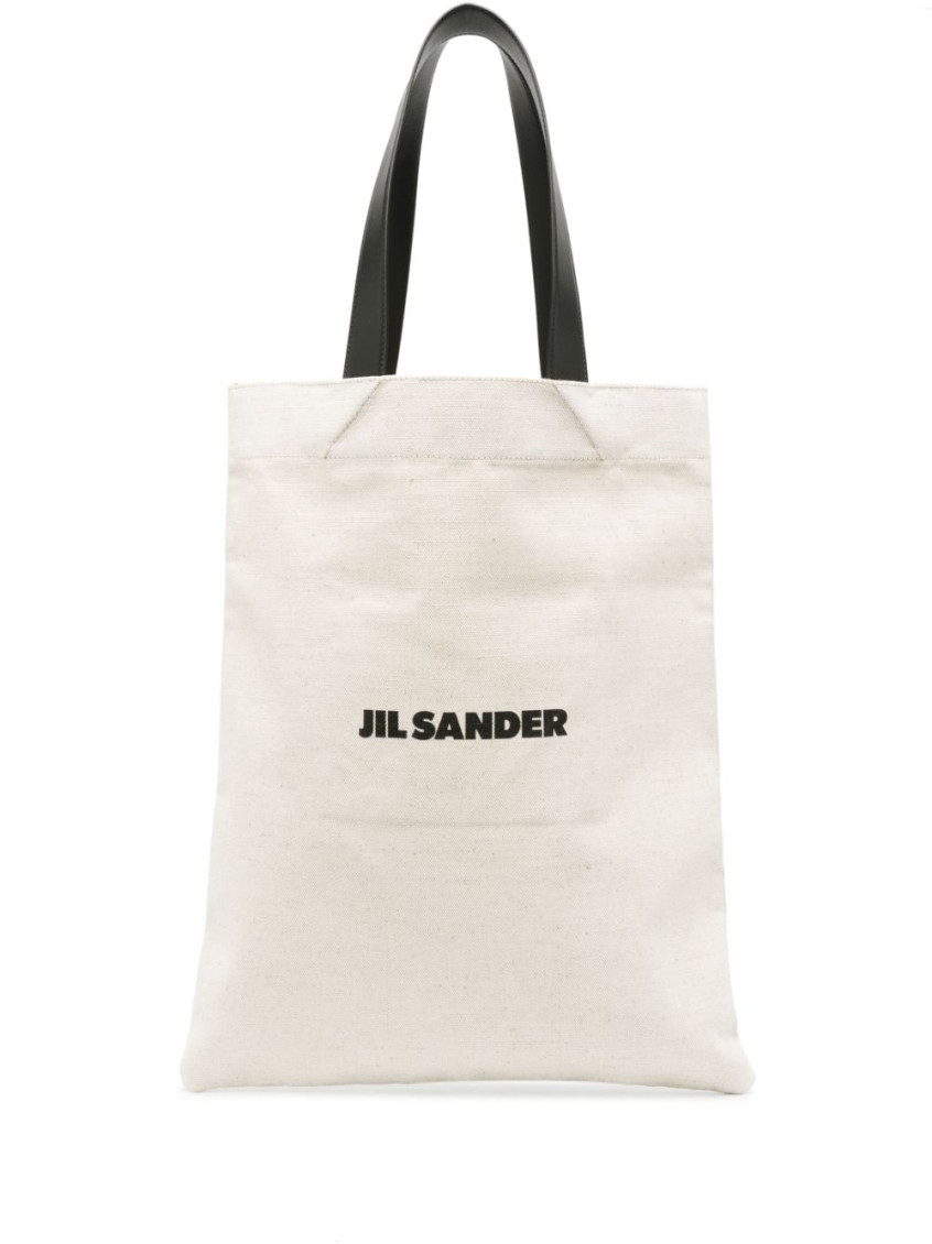 Jil Sander Book Tote Linen Shopping Bag In Beige