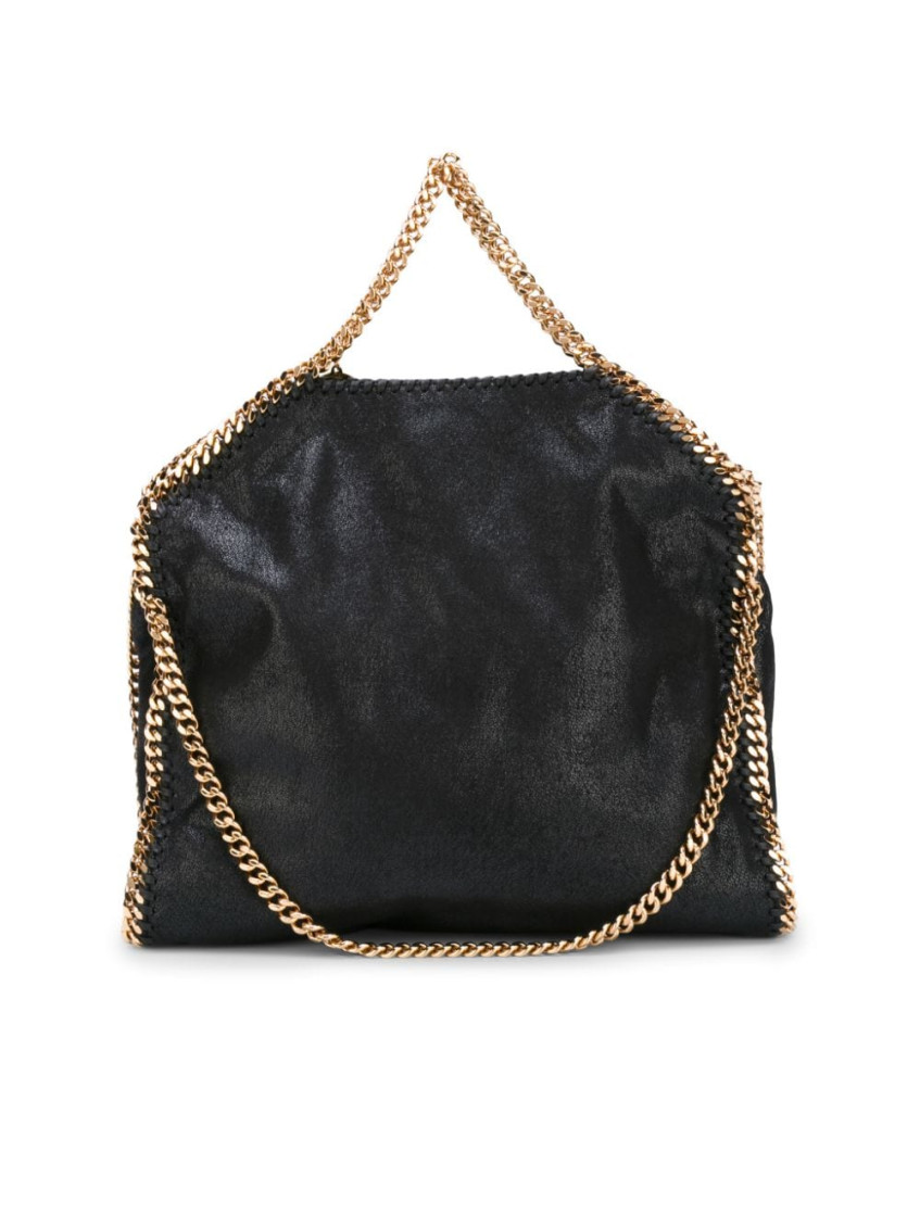 Stella Mccartney Falabella Mini Black Handbag With Handle And Chain Shoulder Strap In Eco Leather Woman In Black