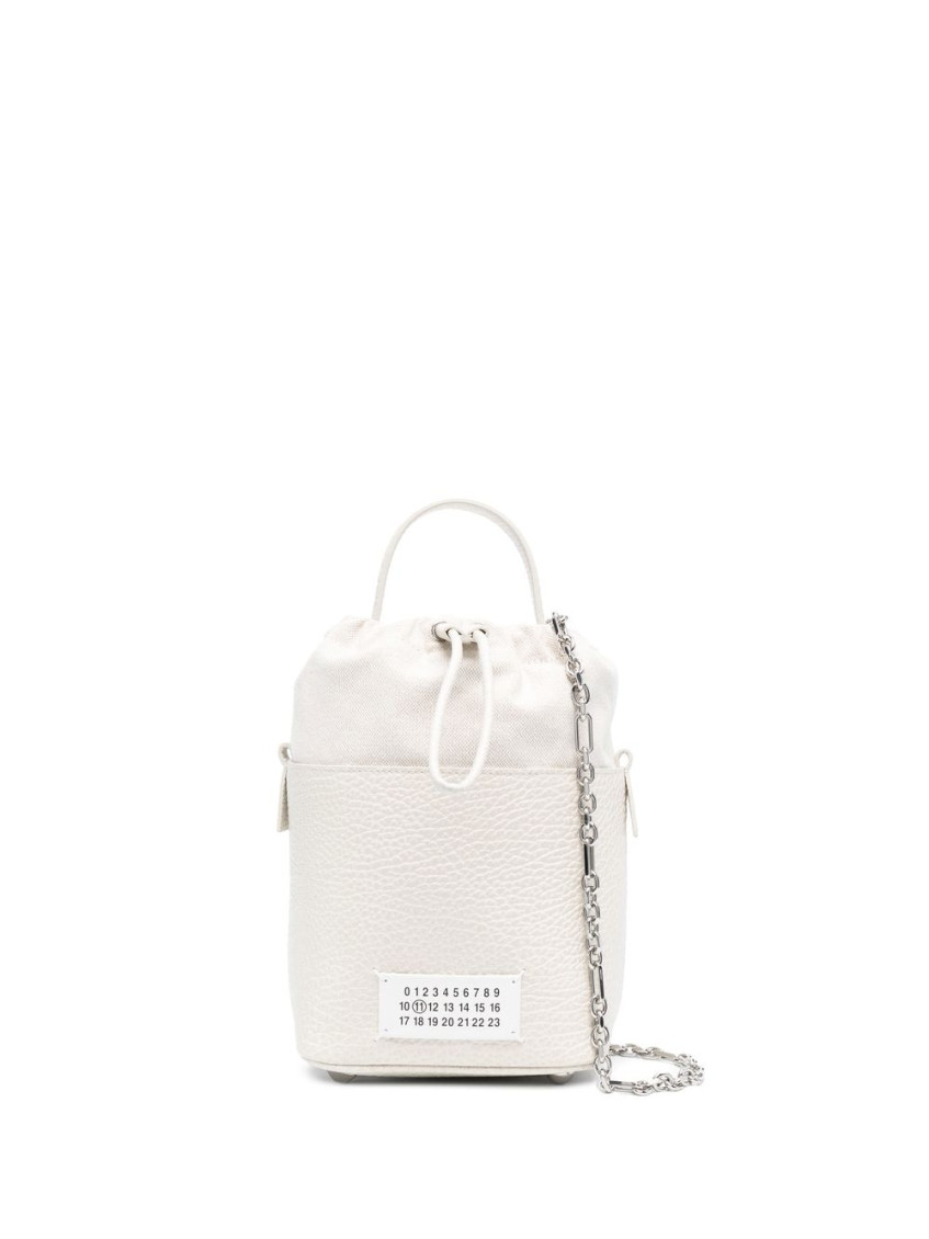 Maison Margiela Chalk Leather And Canvas Mini 5ac Bucket Bag In White