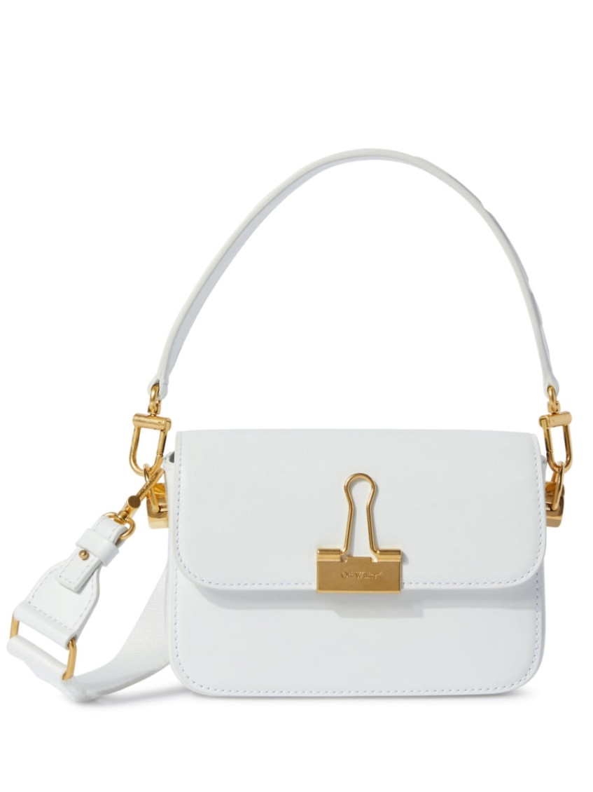 Off-white Off White Binder Small Leather Shoulder Bag In White
