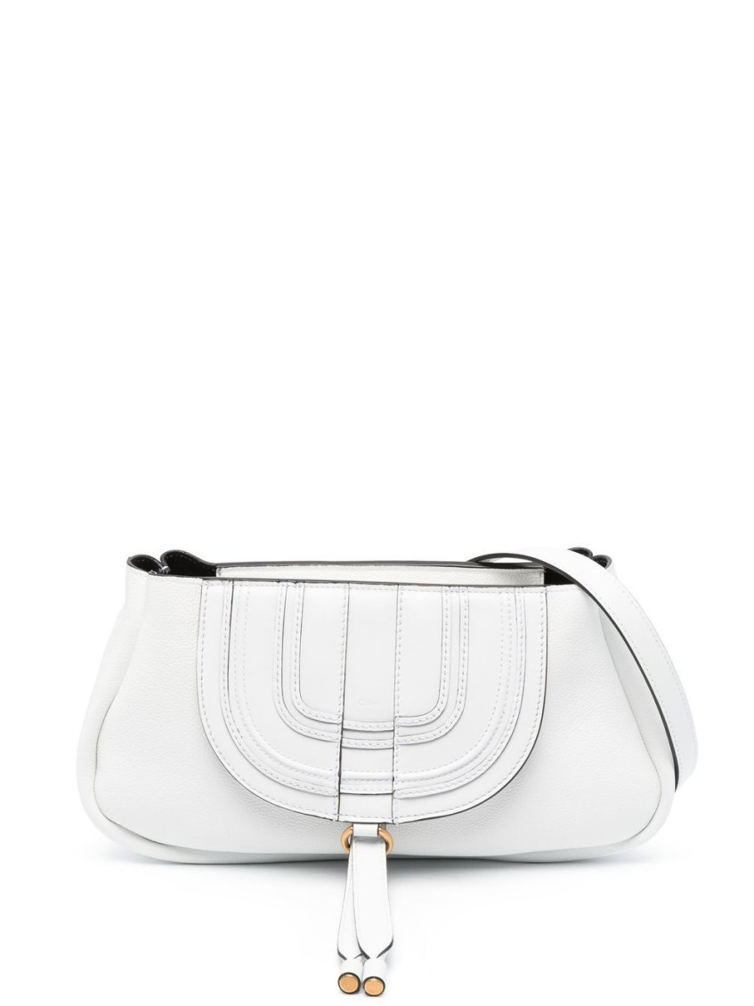 Chloé Leather Shopping Bag With Adjustable Shoulder Strap In White