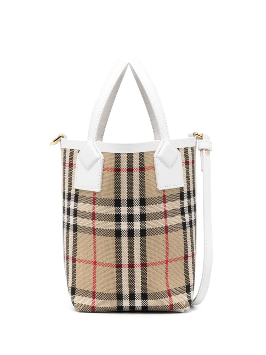 Burberry Vintage Check Mini Bucket Handbag In Beige For Women In Beige