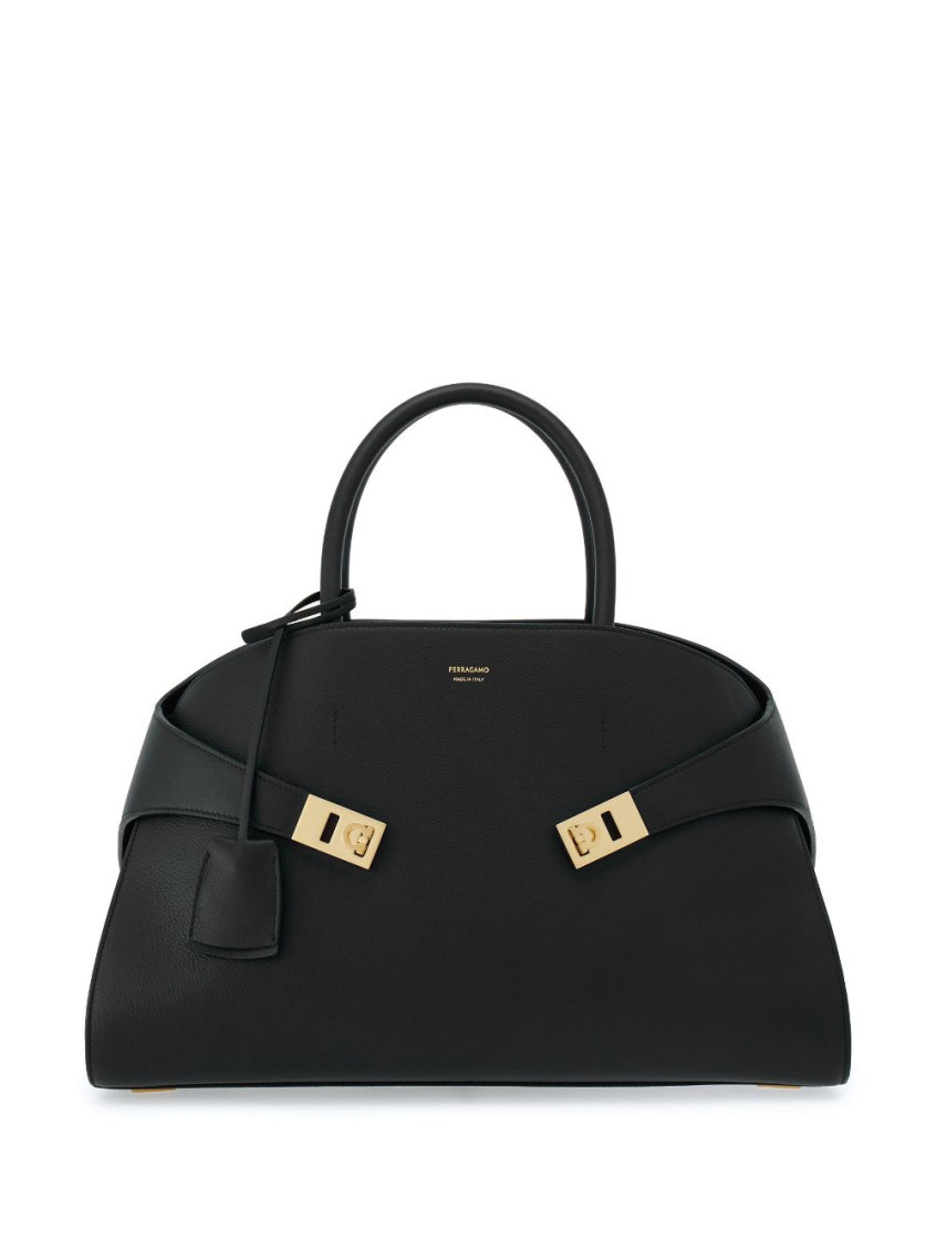 Ferragamo Hug Medium Leather Handbag In Black