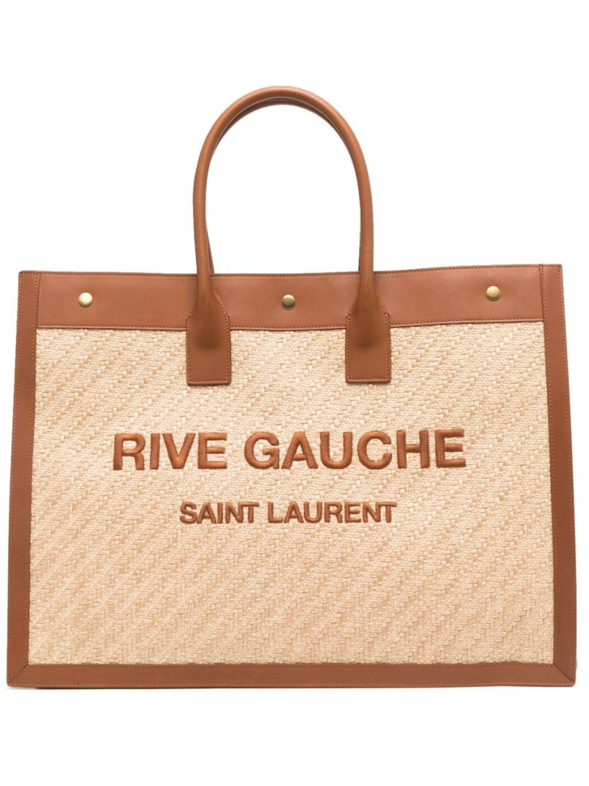 SAINT LAURENT RIVE GAUCHE RAFFIA SHOPPING BAG