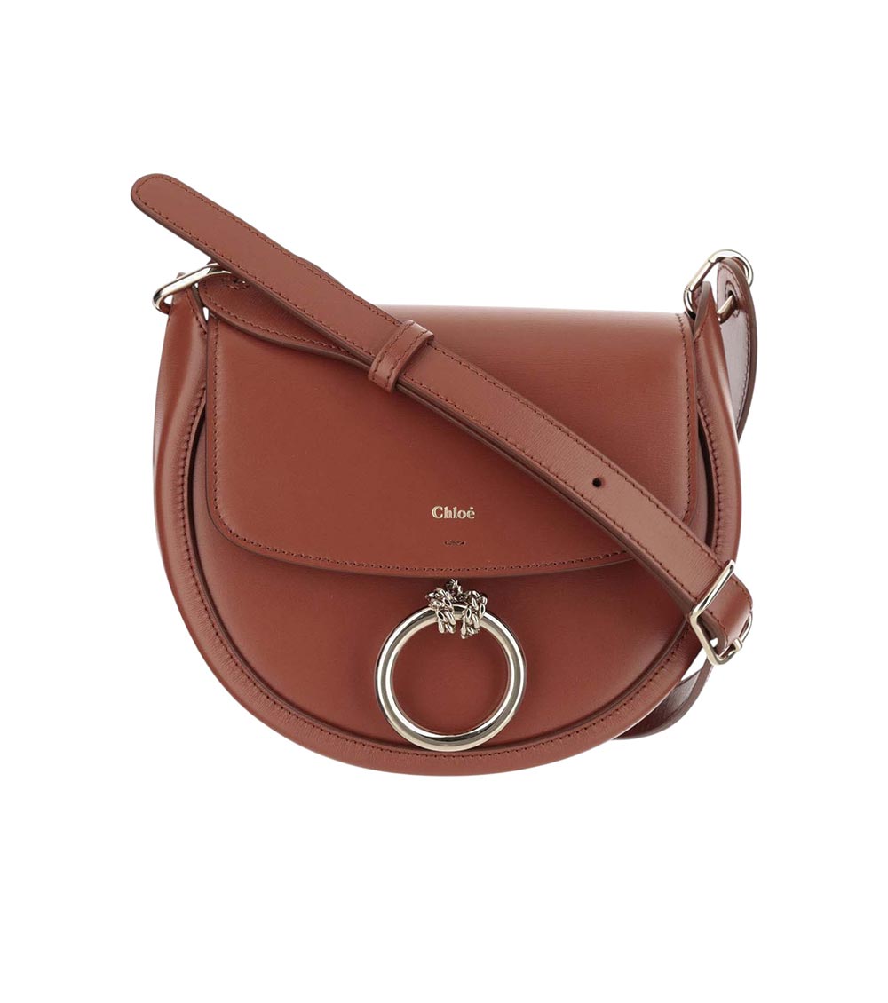 Chloé Chloe Arlene Small Ring Half-moon Crossbody Bag In Brown