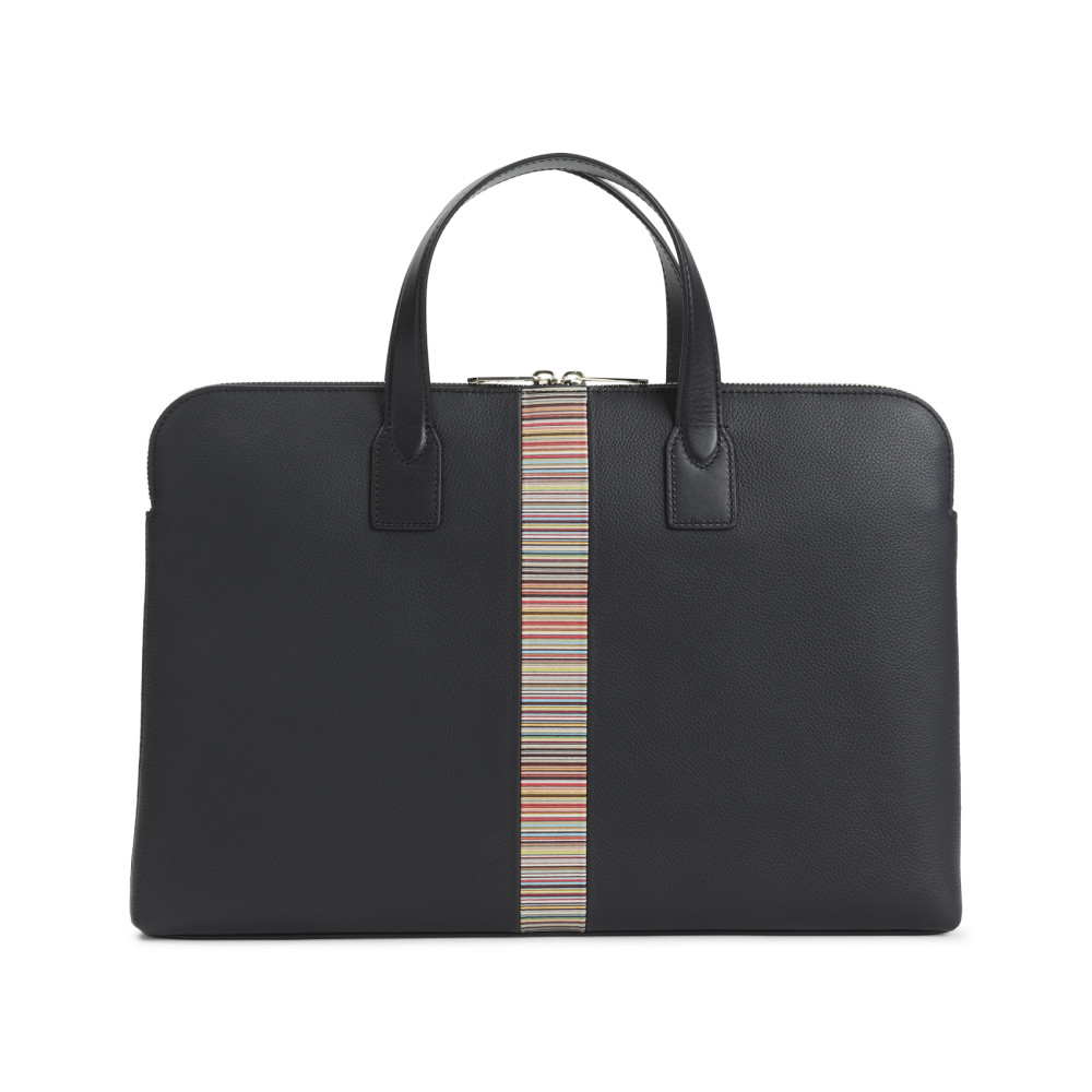 Paul Smith Black Striped Large Briefcase Bag for Men Online USA at