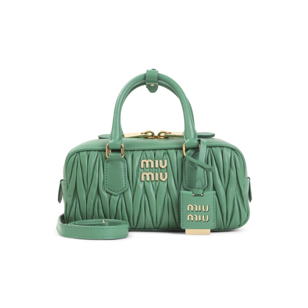 miu miu グリーンレザー クラッチバッグ Miu Miu Green Arcadie Mini Satchel for Women Online USA at Darveys.com