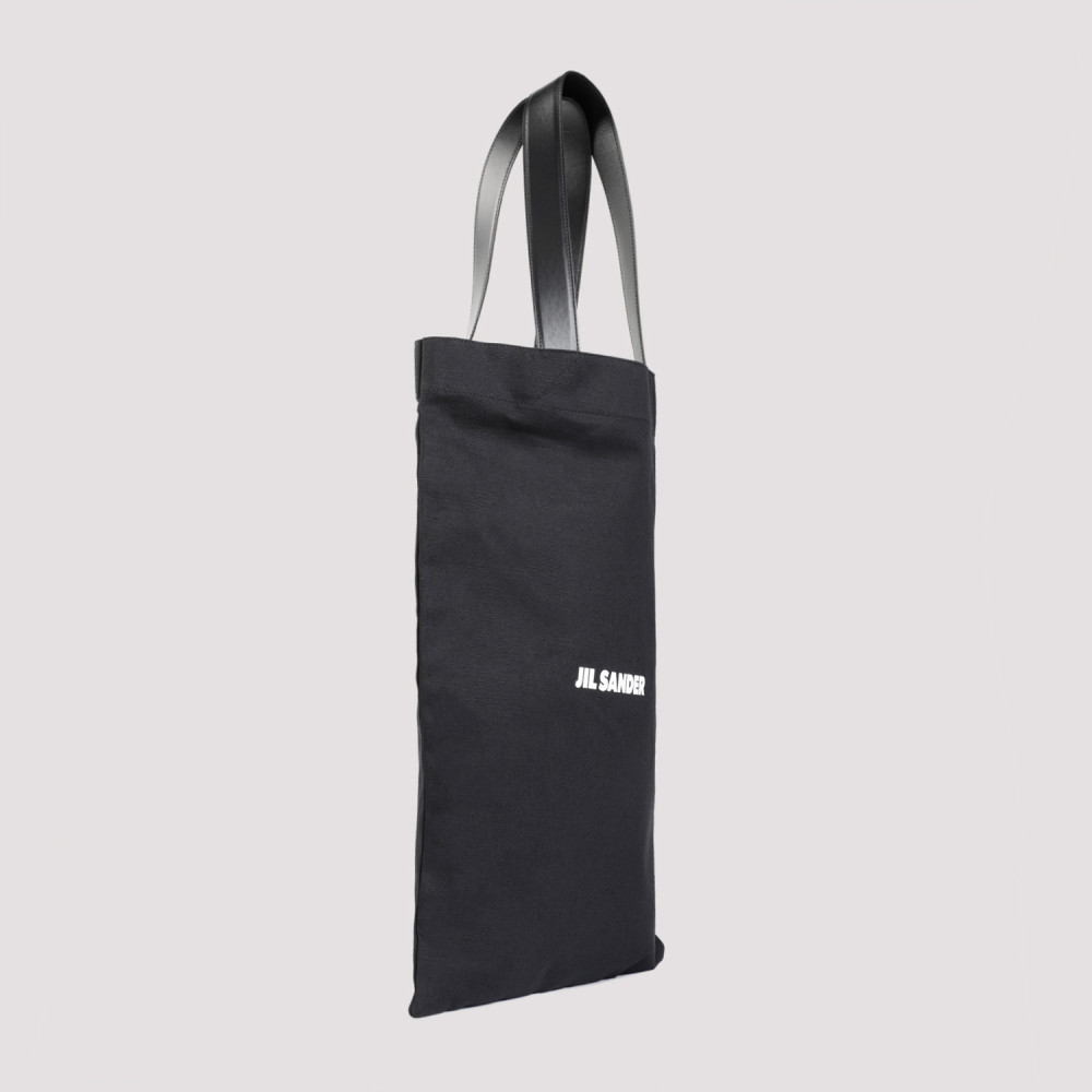 トートバッグ Jil Sander Black Cotton Shopping Bag With Logo 23831153_53827802_1000.jpg