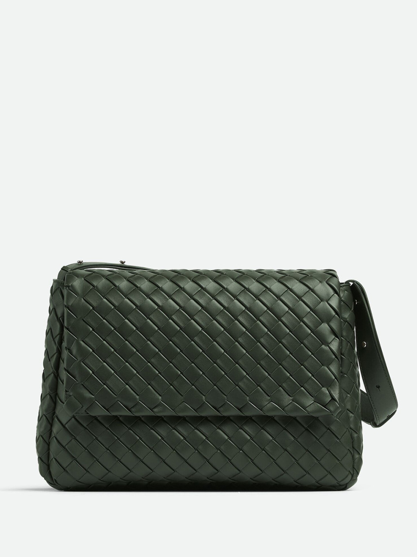 Bottega Veneta Green Cobble Large Messenger Bag