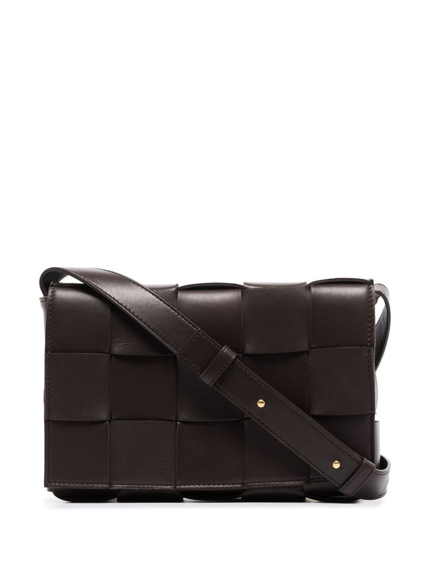 Bottega Veneta Padded Cassette Leather Cross-body Bag In Dark Brown