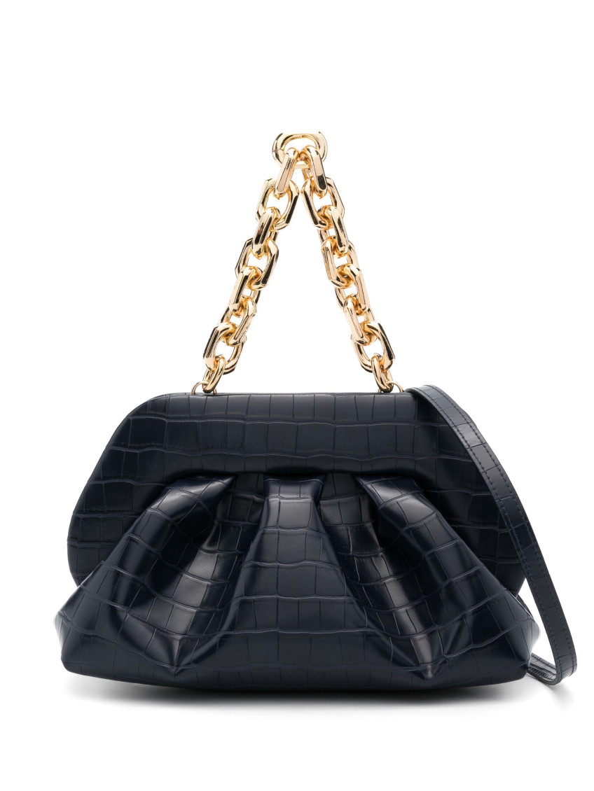 Themoirè Navy Blue Tia Croco Clutch Bag In Navy Blue