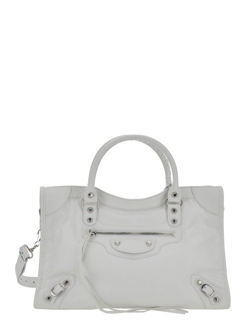 Balenciaga White Le City Medium Satchel Bag In White