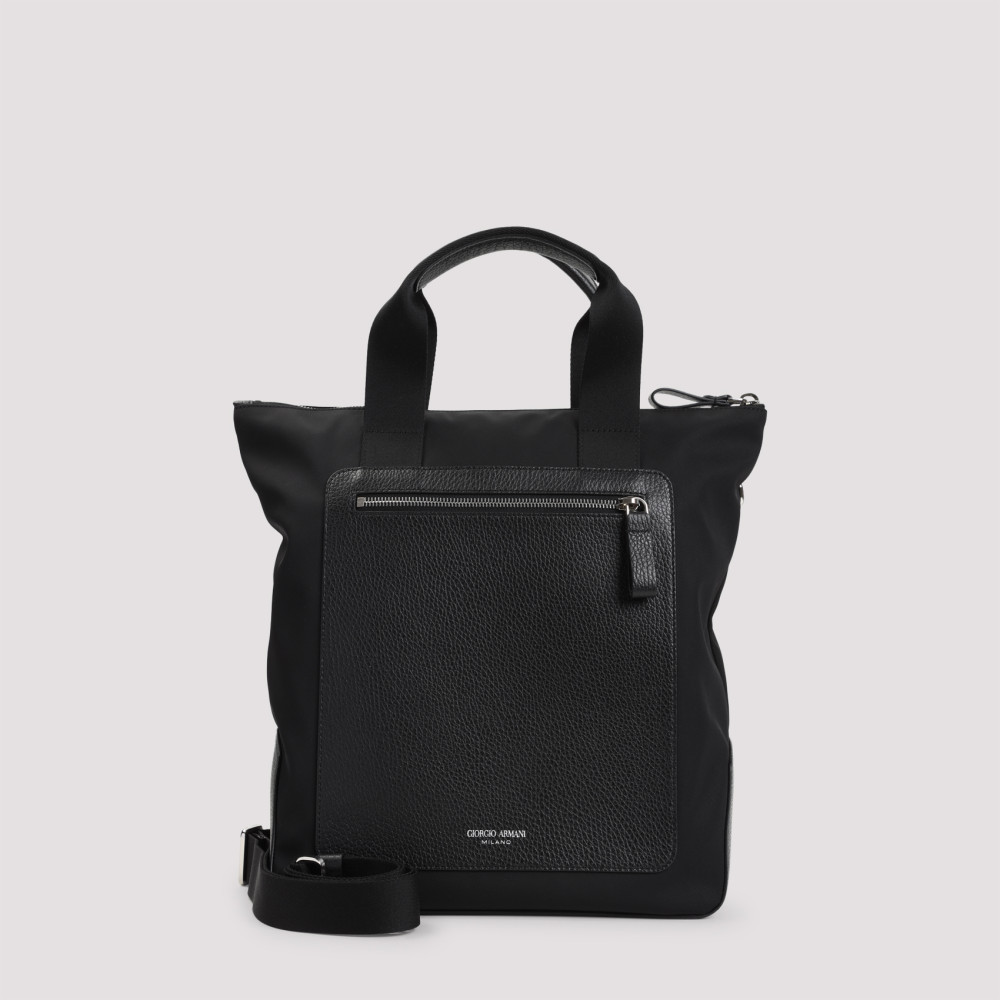 Giorgio Armani Black Logo Tote In Black