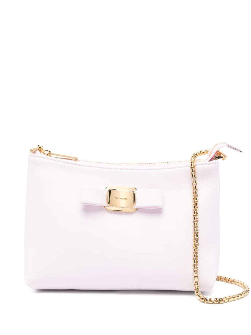 Shop Ferragamo White Logo Plate Crossbody Bag
