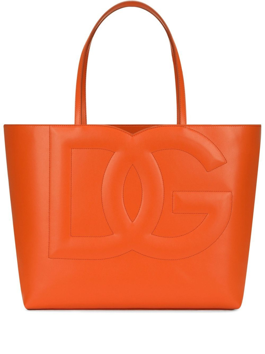 Dolce & Gabbana Orange Dg Logo Medium Tote In Orange