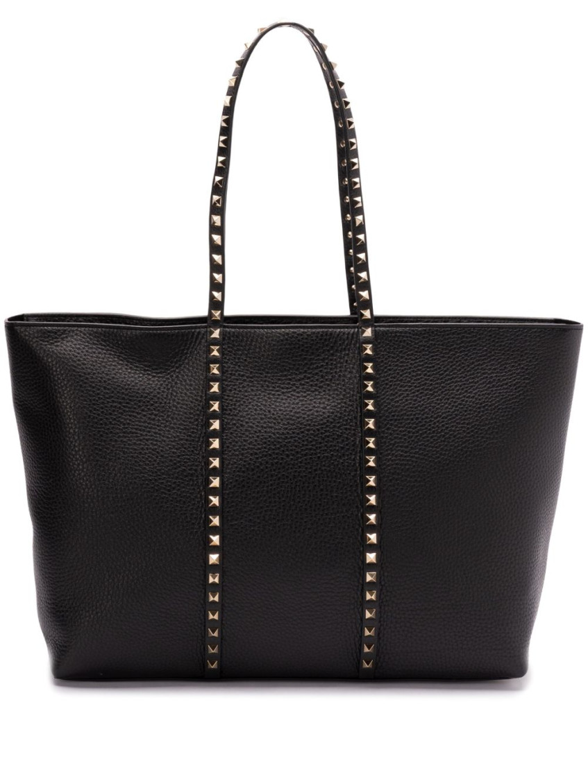 Valentino Rockstud Medium Shopping Bag In Black