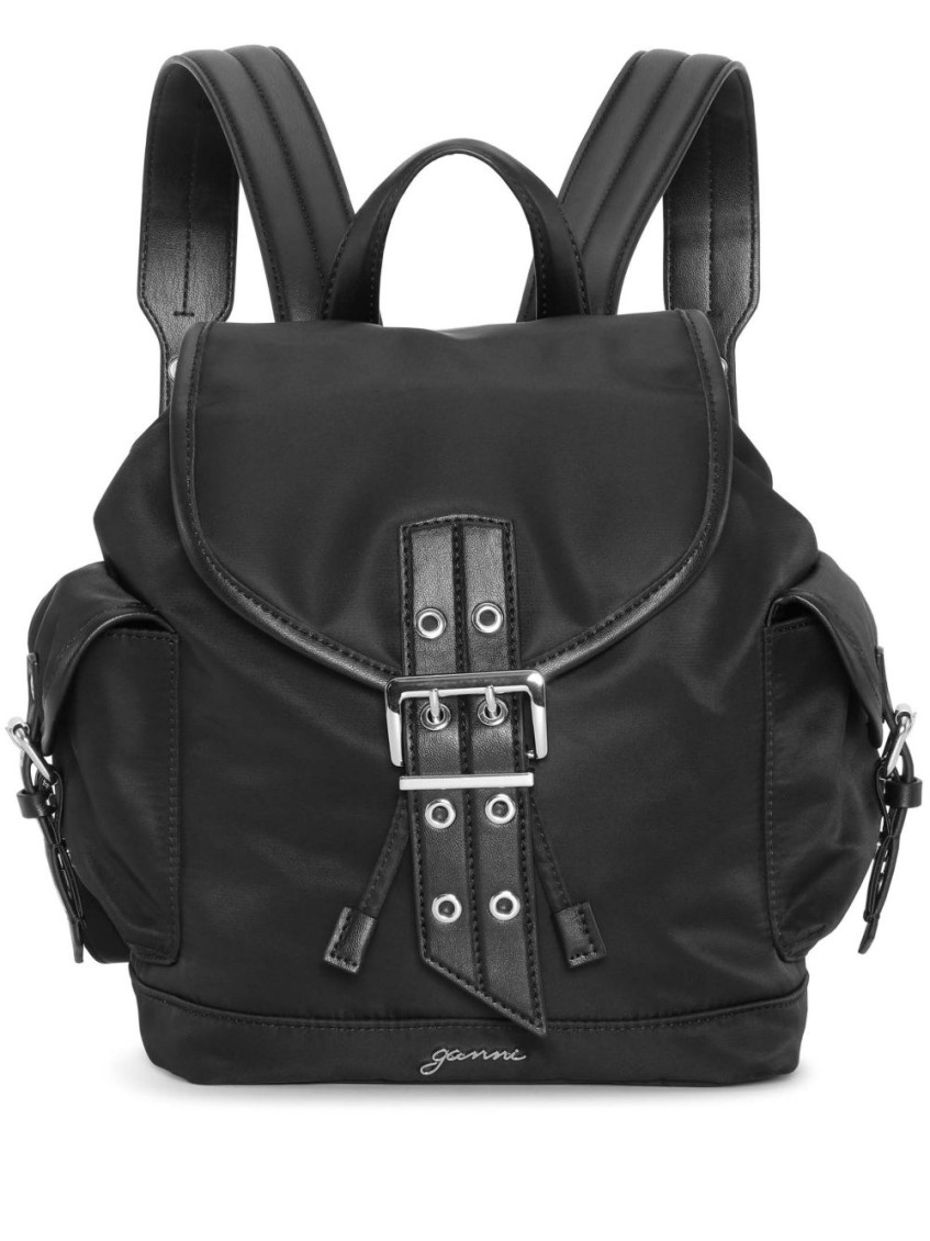 Ganni Magnetic Pockets Flap Backpack Handle