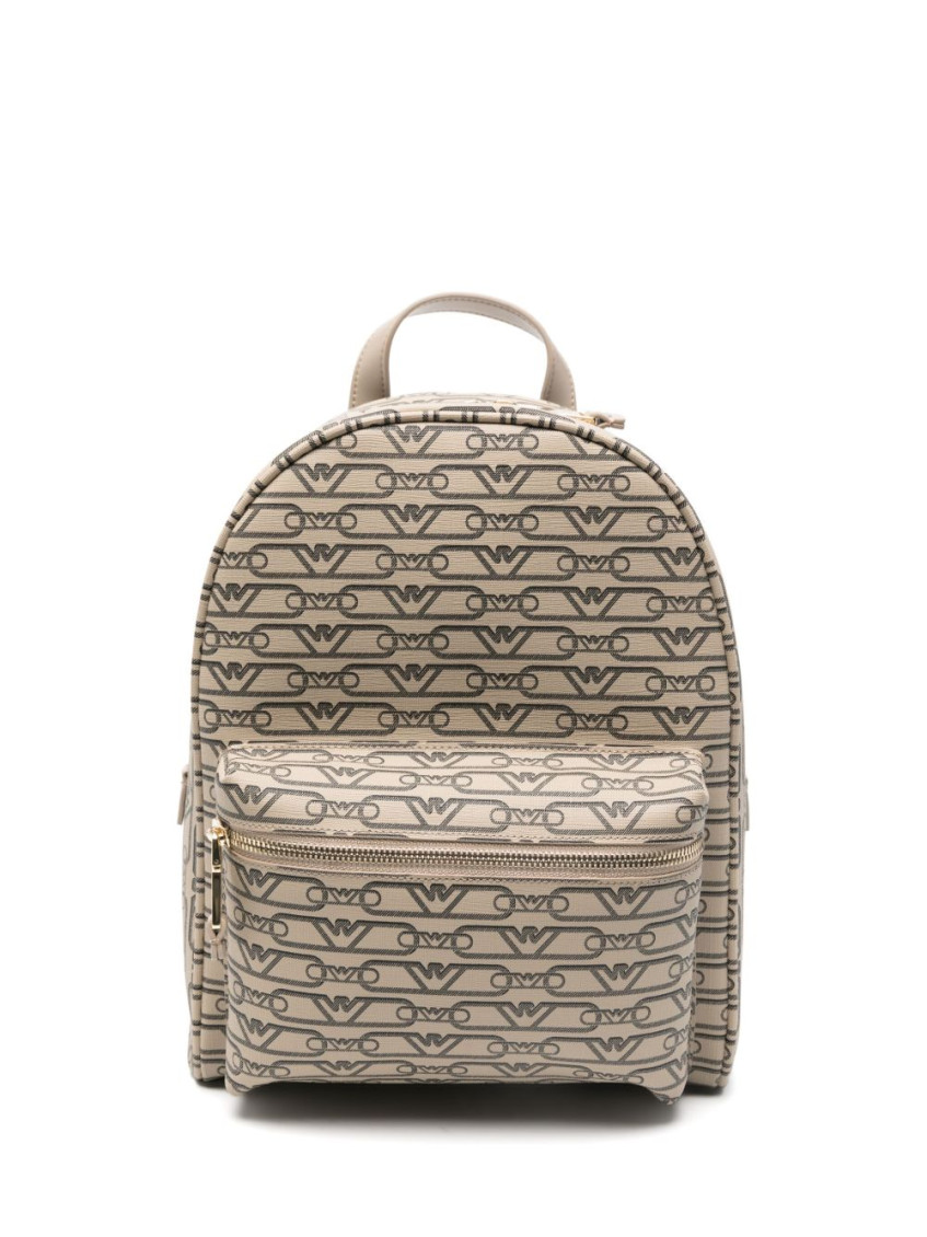 Emporio Armani Mini Monogram-print Backpack In Neutral
