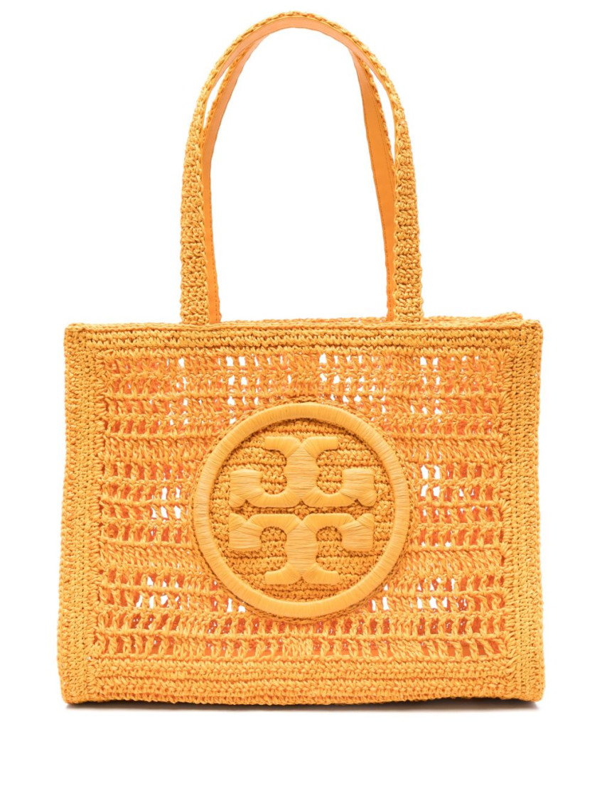 Tory Burch Orange Ella Small Rafia Tote