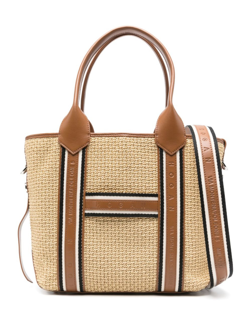 Hogan Woven Texture Tote Bag With Removable Strap
