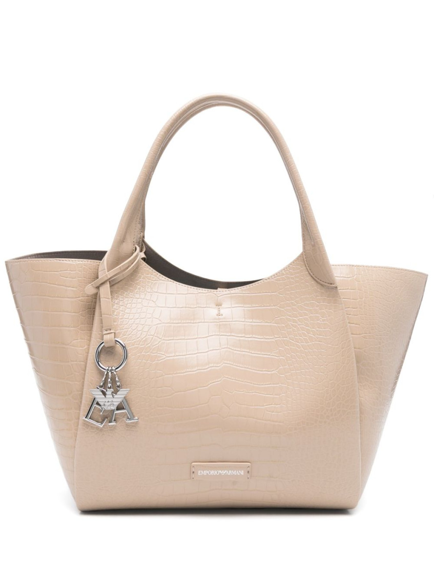 Emporio Armani Beige Logo-patch Tote Bag
