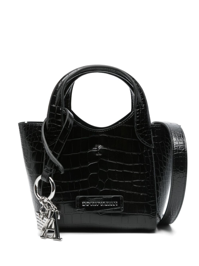 Emporio Armani Black Logo-charm Tote Bag