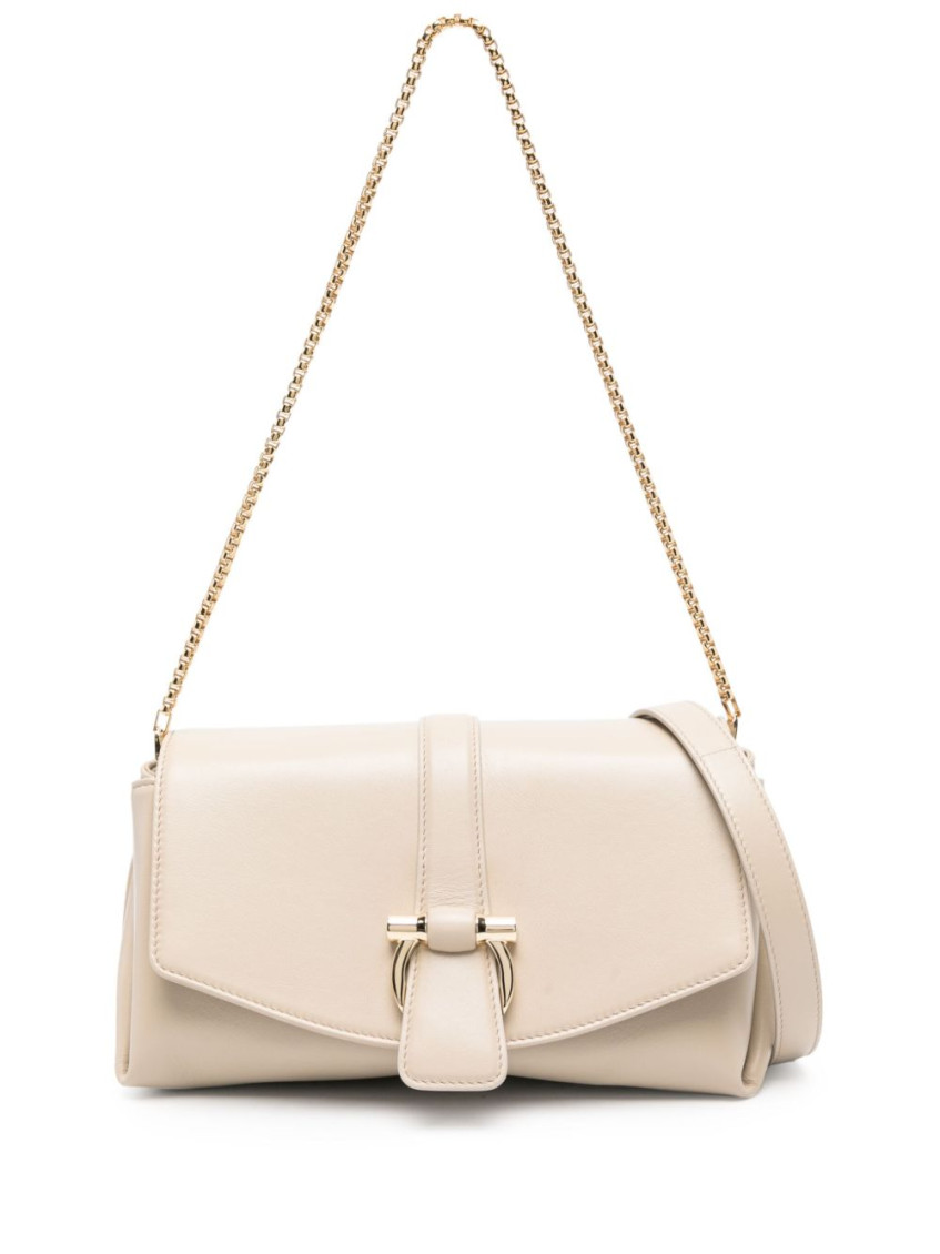 Shop Ferragamo Grey Small Leather Crossbody Bag