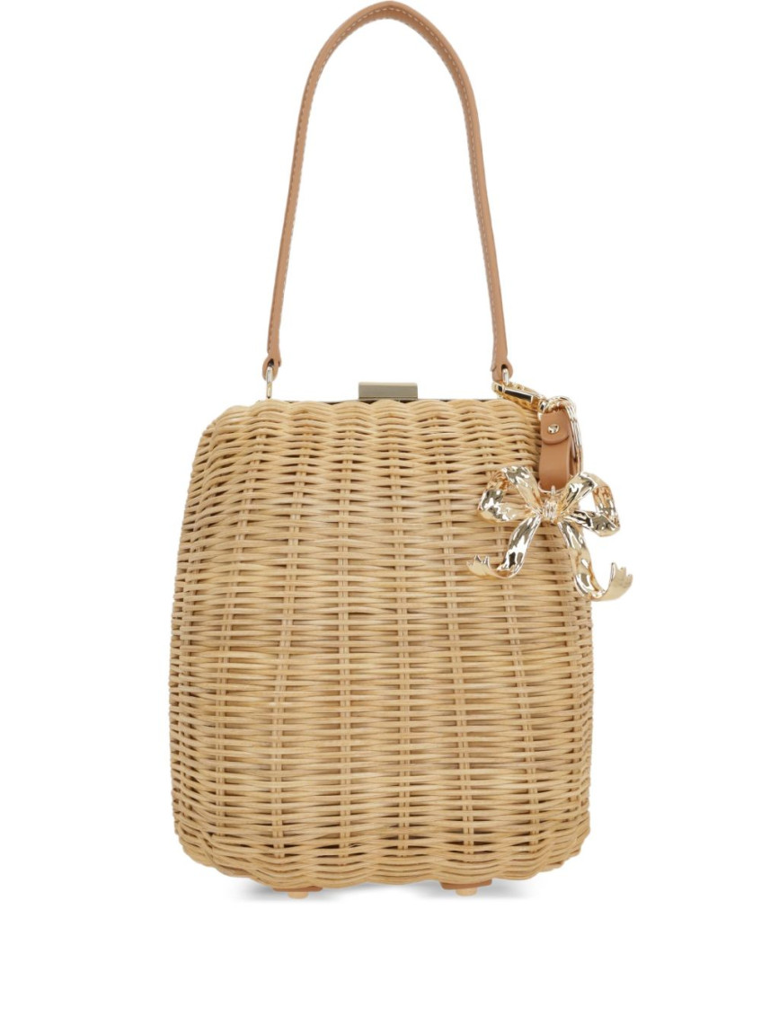 Self-portrait Brown Rattan Shoulder Bag