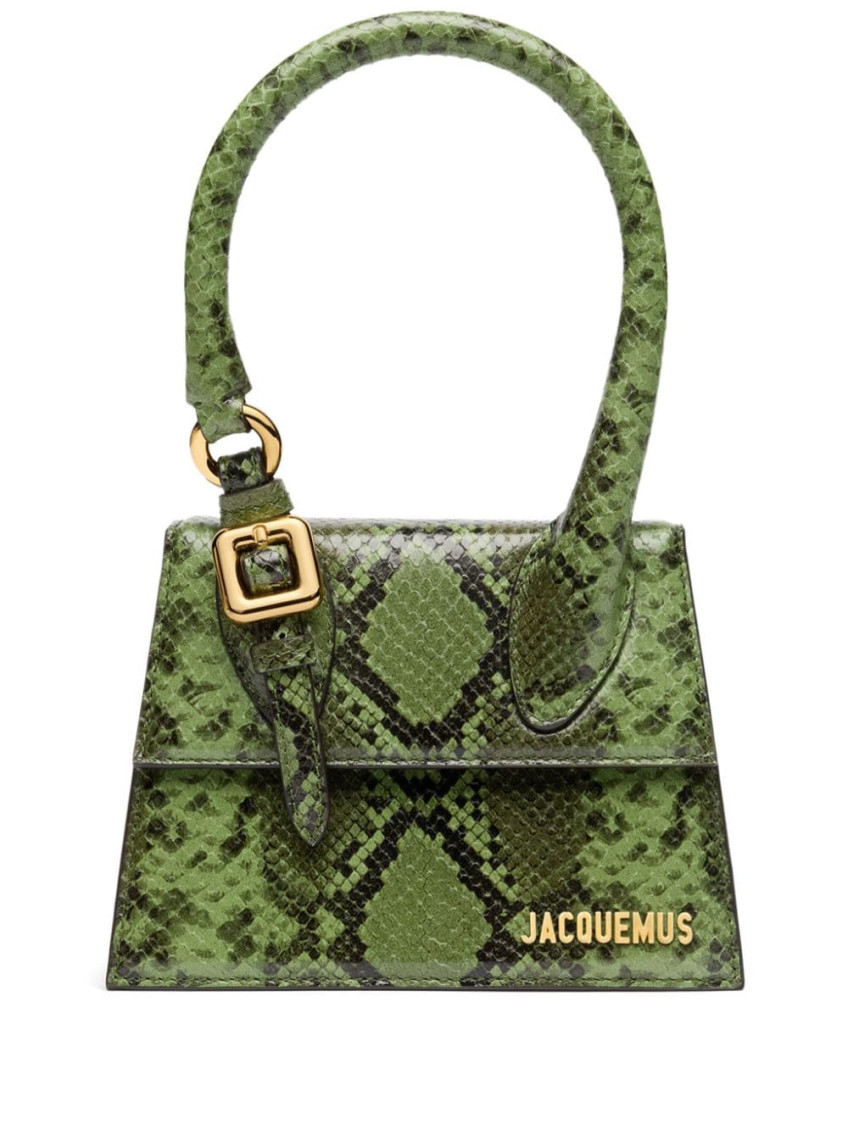 Shop Jacquemus Green Le Chiquito Moyen Boucle Handbag