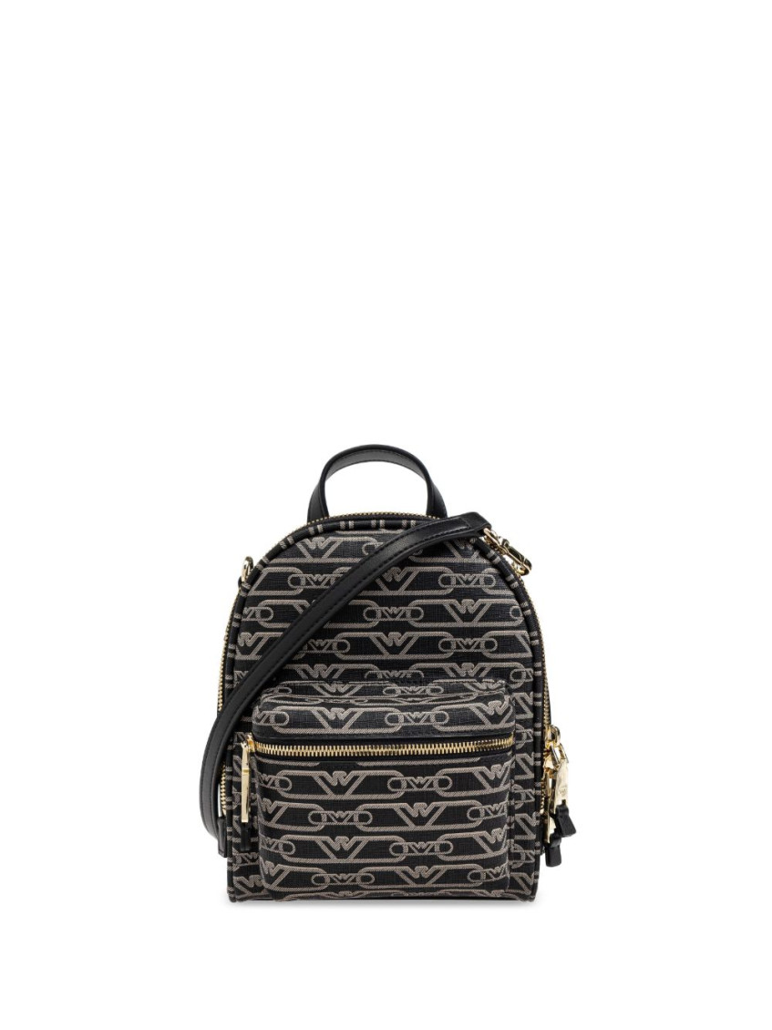 Emporio Armani Black Allover Logo Backpack