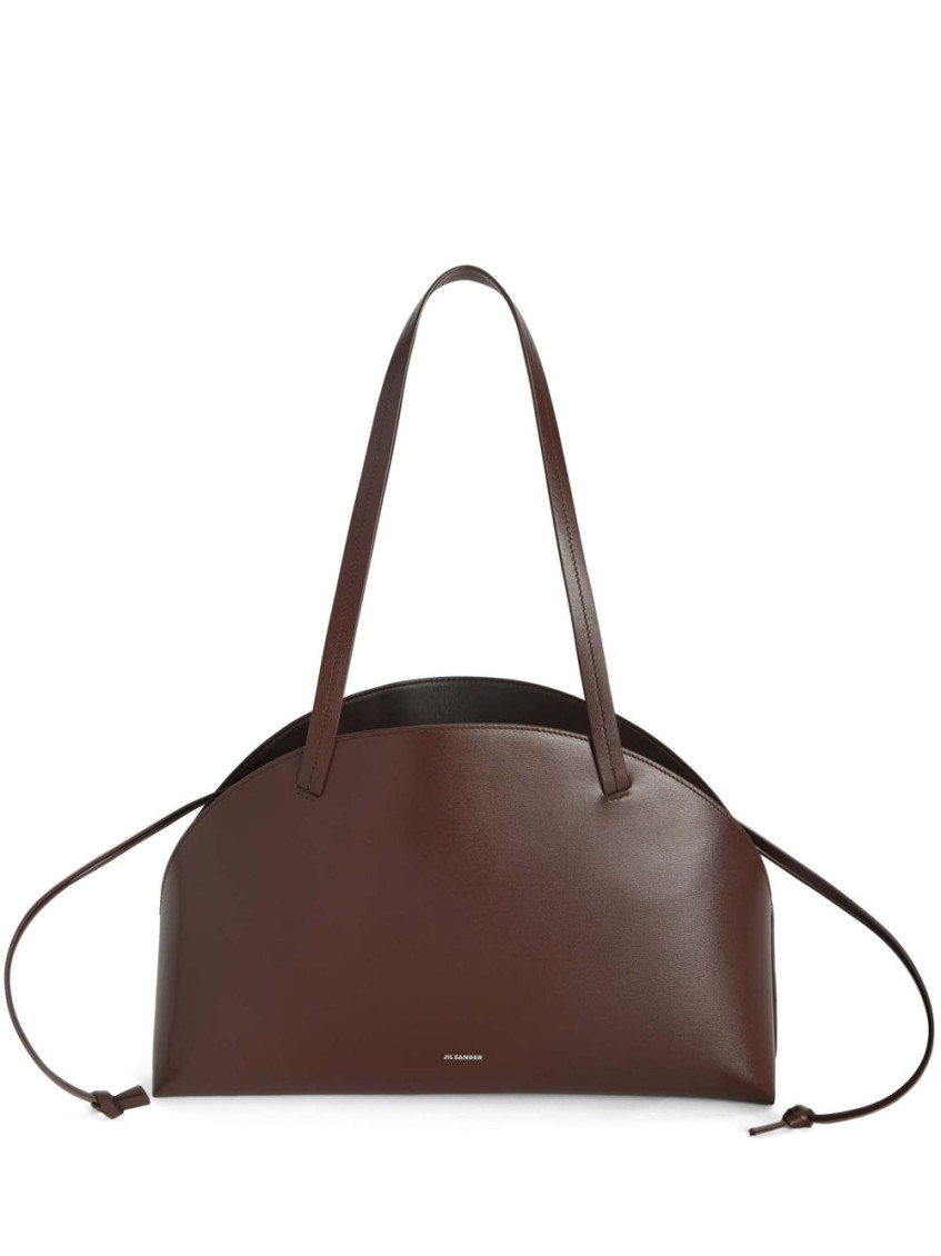 Jil Sander Chocolate Leather Medium Curve Shoulder Bag