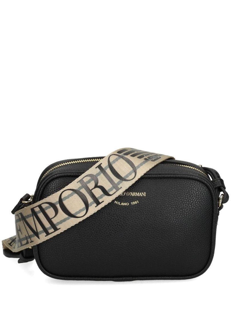 Emporio Armani Black Embossed Logo Crossbody Bag