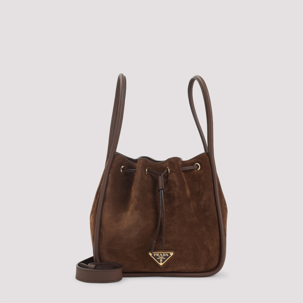 Prada Brown Logo Bucket Bag