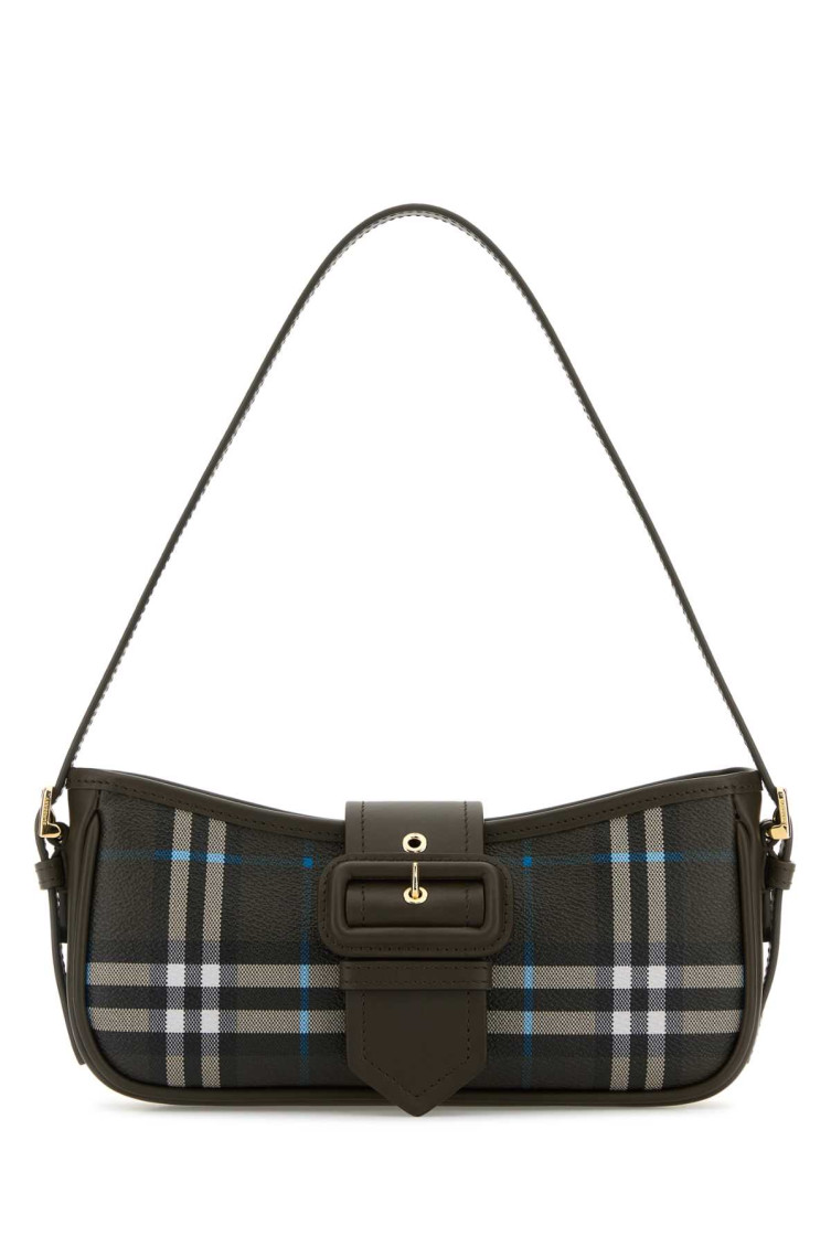Burberry Printed Canvas Shoulder Bag In Black