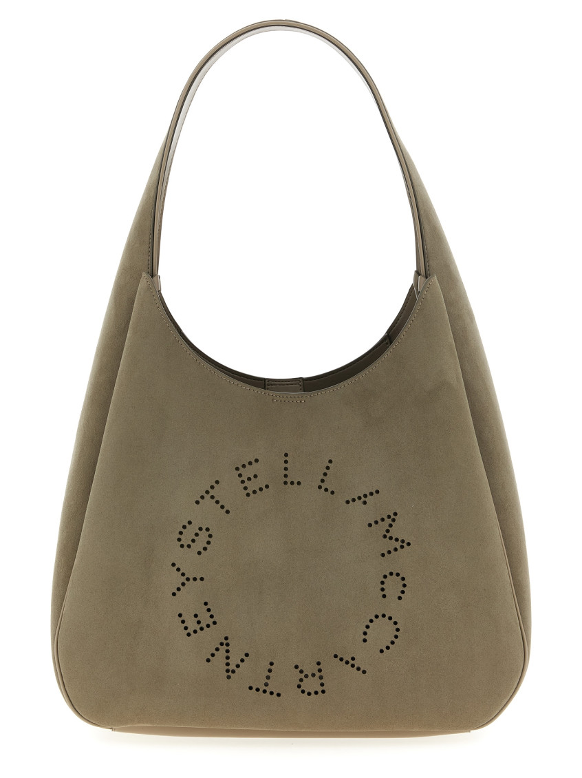 Stella Mccartney Grey Logo Large Shoulder Bag