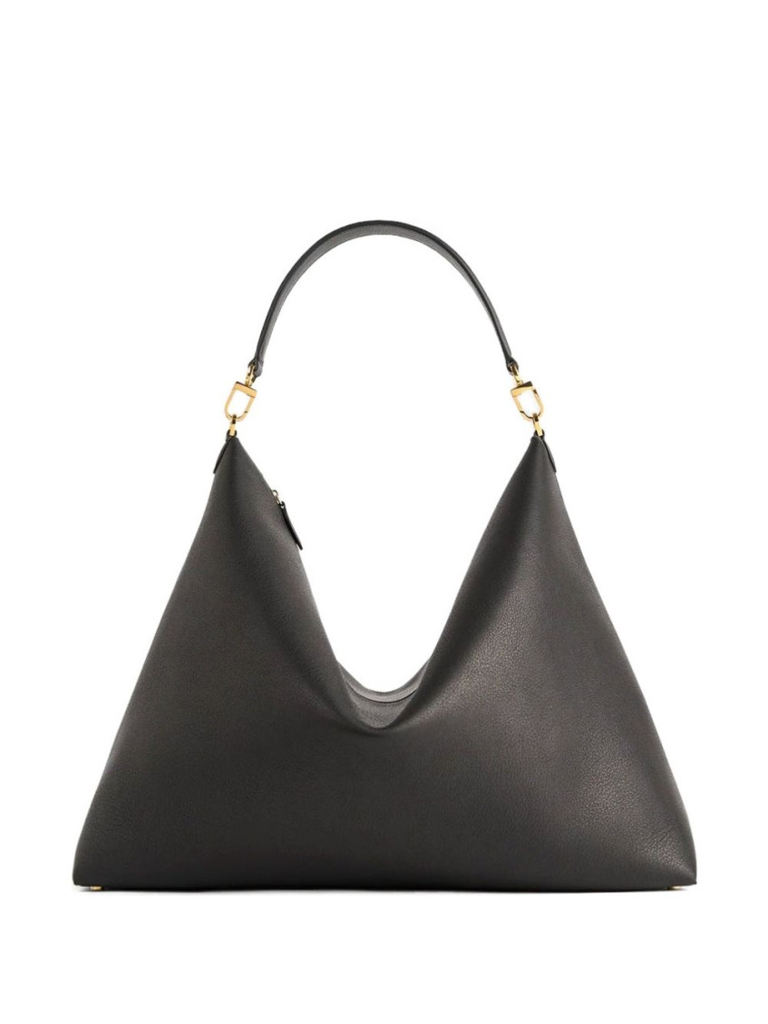 Totême Beveled Grain Leather Shoulder Bag In Black