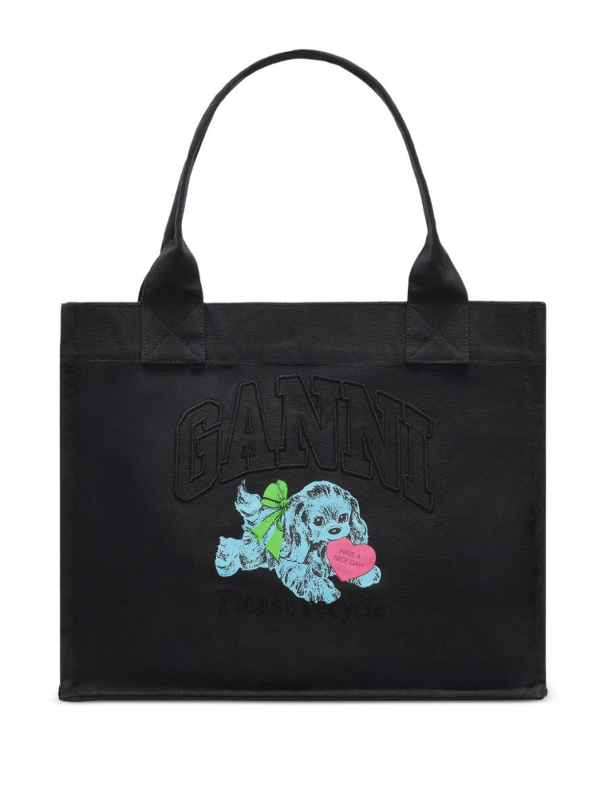 Ganni Women Recycled Cotton Large Tote Bag In Multi