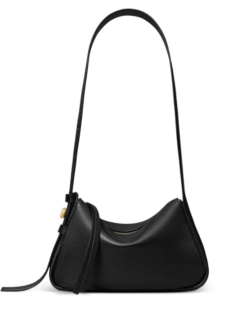 Tory Burch Pebble Leather Shoulder Bag With Adjustable Strap In Black