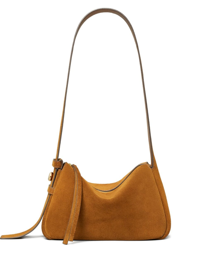 Tory Burch Suede Leather Shoulder Bag With Adjustable Strap In Brown