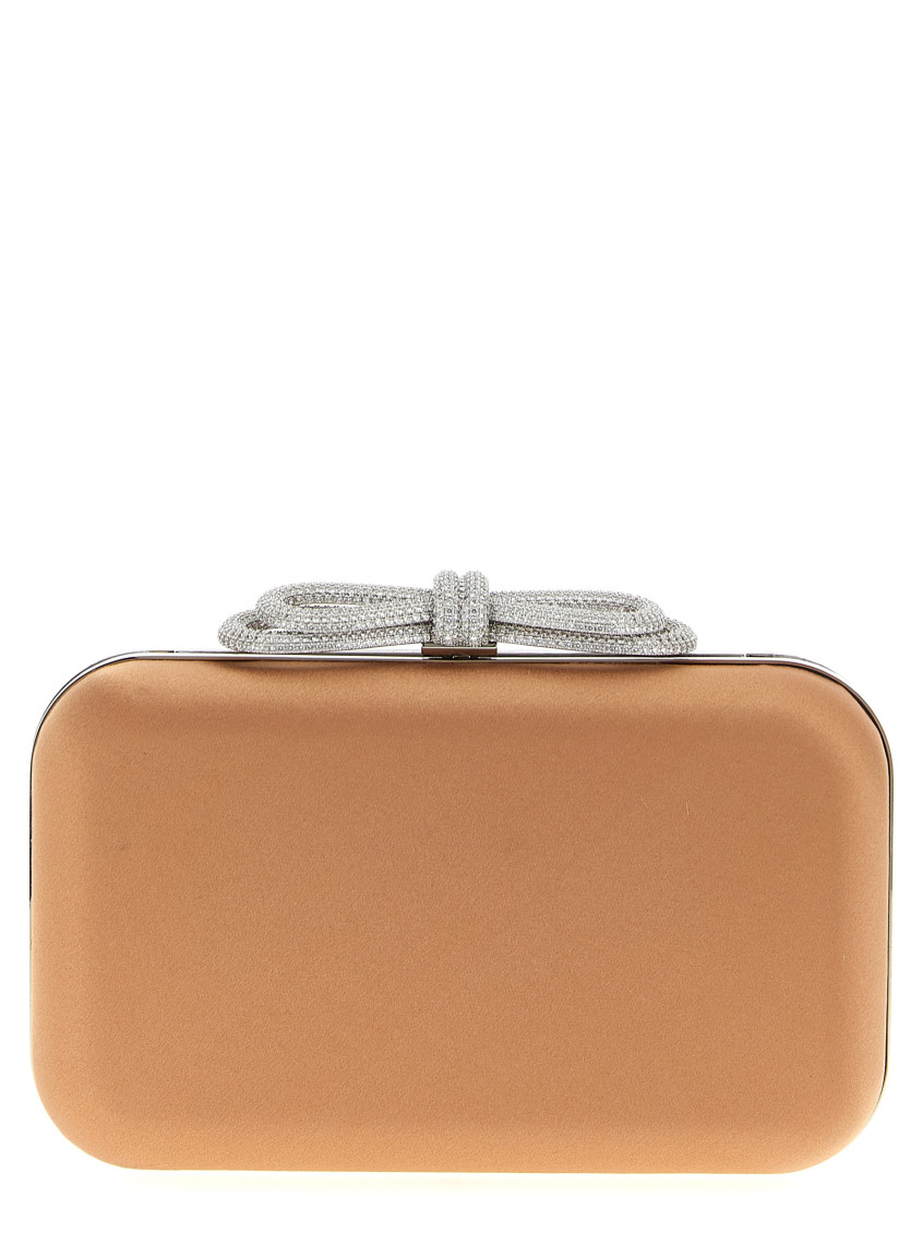 Mach&mach Satin Clutch With Double Bow Detail In Orange