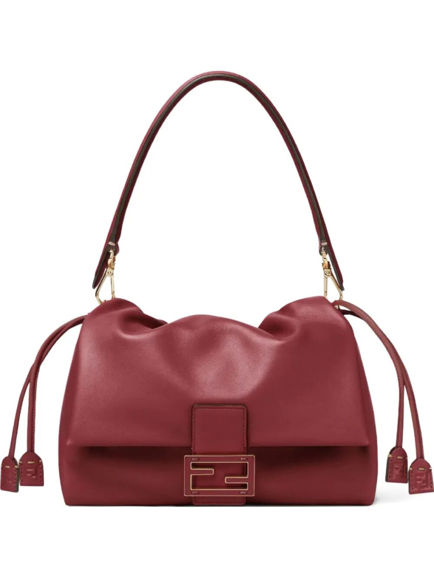 Fendi Women Mamma Baguette Medium Leather Crossbody Bag In Red