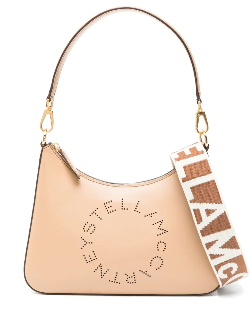 Stella Mccartney Beige Logo Shoulder Bag In Beige