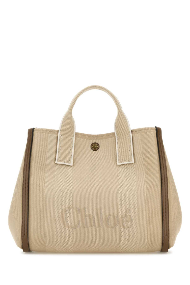 Chloé Chloe Women Multicolor Canvas Chloe Carry Shopping Bag In Beige